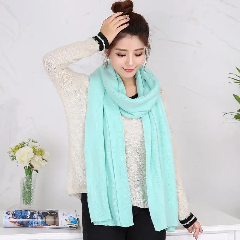 Модный женский винтажный простой базовый однотонный шарф из искусственного