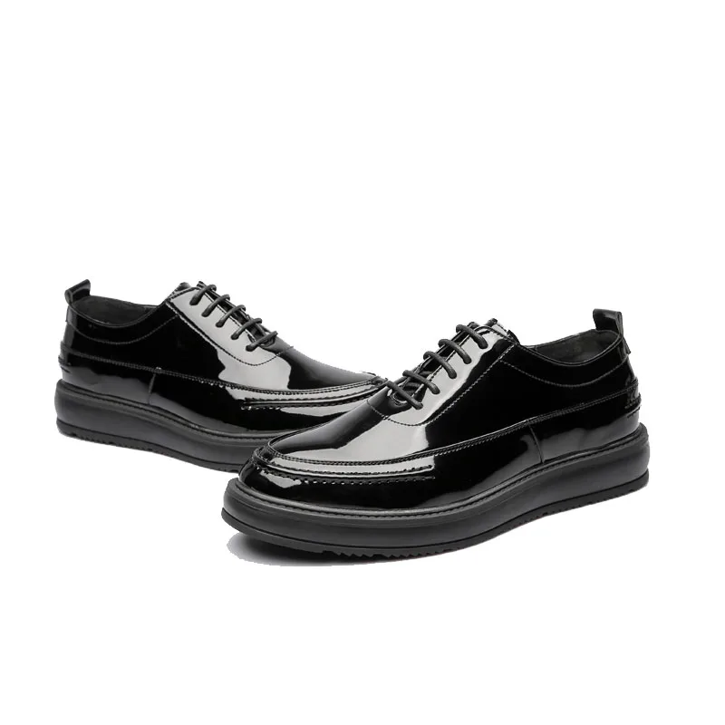 Мужская качественная обувь из лакированной кожи; Zapatos de hombre; черные кожаные мягкие Мужские модельные туфли; M451