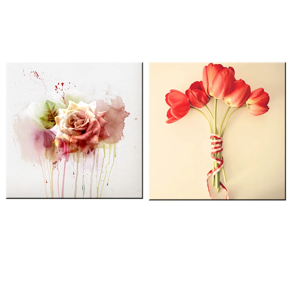 

Abstract Flower Canvas Print posters and prints Canvas Art Home Decor Wall Art Oil Painting for Living Room 2 Pieces No Frame