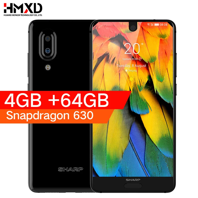 Глобальная версия Sharp AQUOS C10 S2 4 Гб ОЗУ 64 ПЗУ Восьмиядерный Snapdragon 630 FHD + NFC 2700 мАч 12.0MP