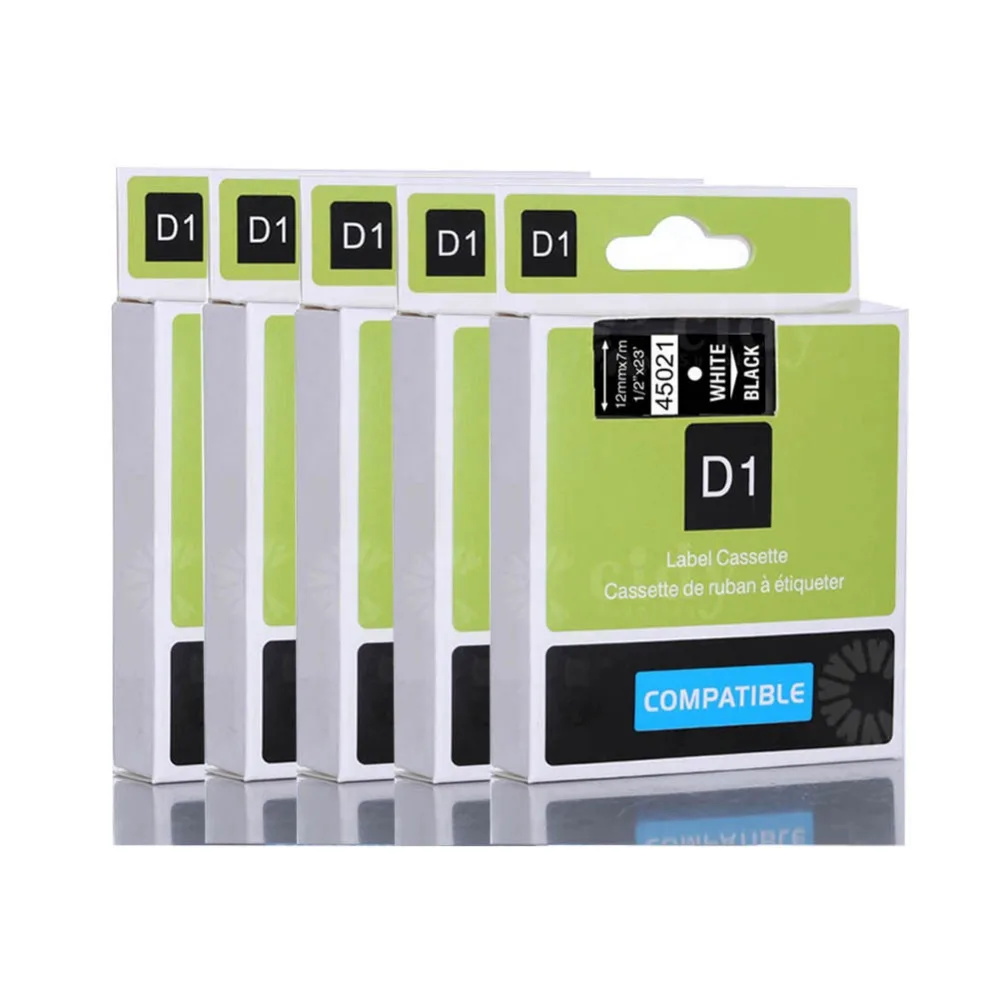5 шт. совместим с Φ 45021 (белый на черном 12 мм * 8 м) используется для DYMO labelmanager |