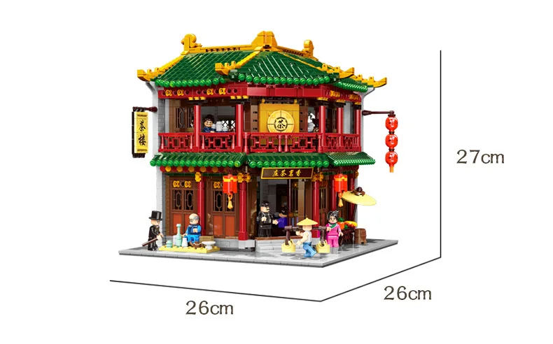 Создатель город street view moc building block Chinatown чай дом assemable Модель Цифры кирпичи игрушечные лошадки коллекция для подарков