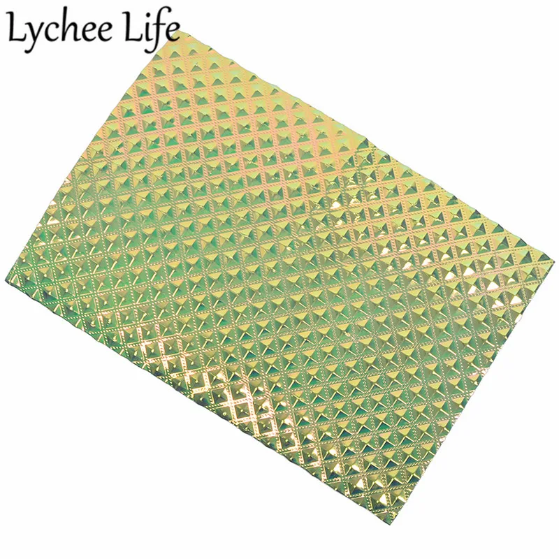 Lychee Life A4 Переливающаяся кожаная ткань цветная PU голографическая Ткань DIY