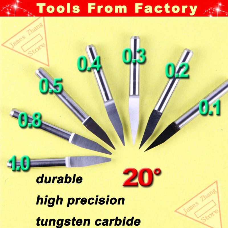 10pcs New Carbide PCB CNC Engraving Machine Router V Bits 20 Degree 0.5mm # J3.2005 -Tools From Factory | Инструменты