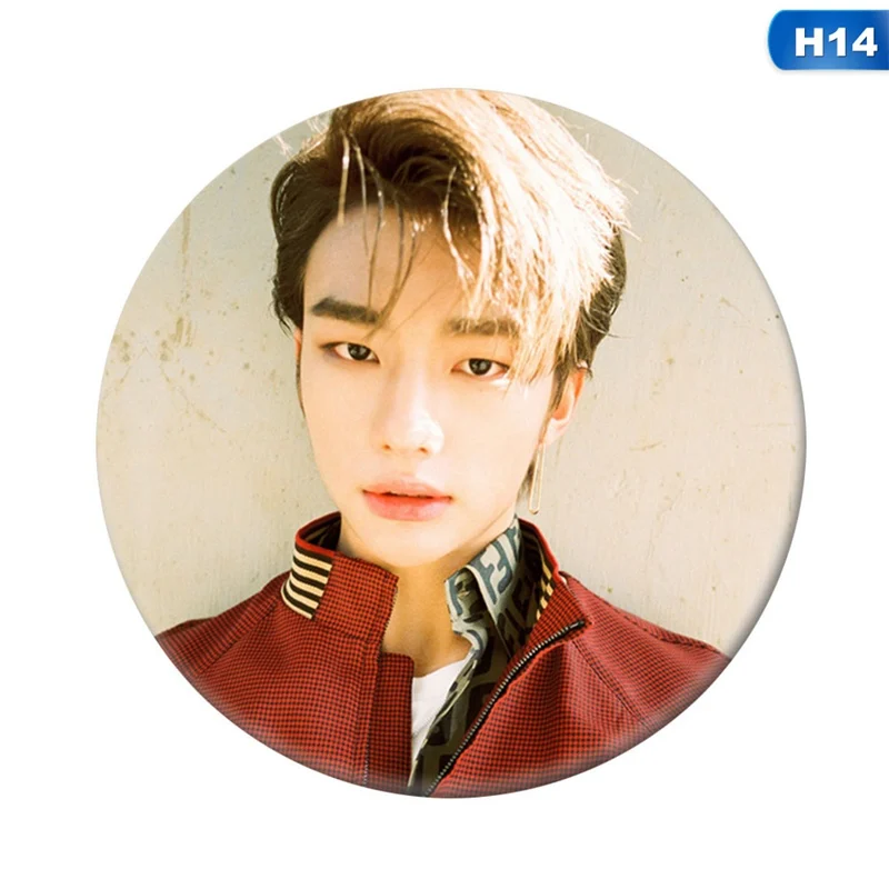 14 Новая Мода Kpop, Детский круглый значок для сумки, шляпы, одежды, модные нагрудные булавки, брошь Bang Chan Lee Felix - Окраска металла: 14