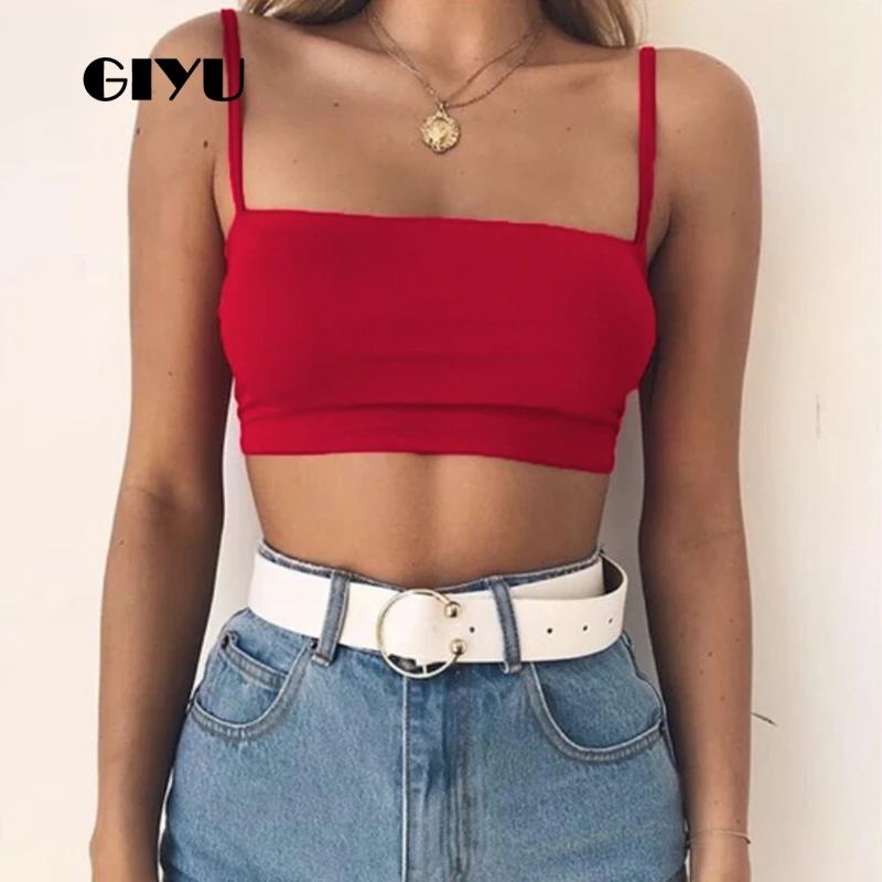 GIYU летние однотонные тонкие топики без рукавов скрученные женские сексуальные