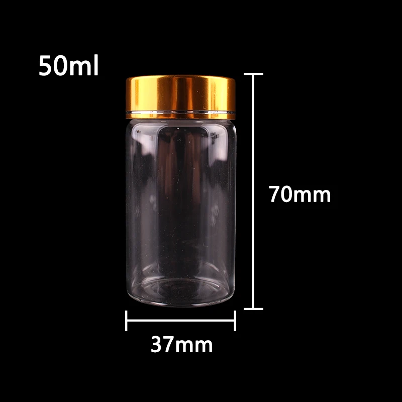 50ml 24x диаметр 37 мм 30 мл/40 мл/50 мл/60 мл прозрачные стеклянные бутылочки для специй банки Террариум с золотистая алюминиевая крышка свадебный подарок ремесло - Цвет: 50ml