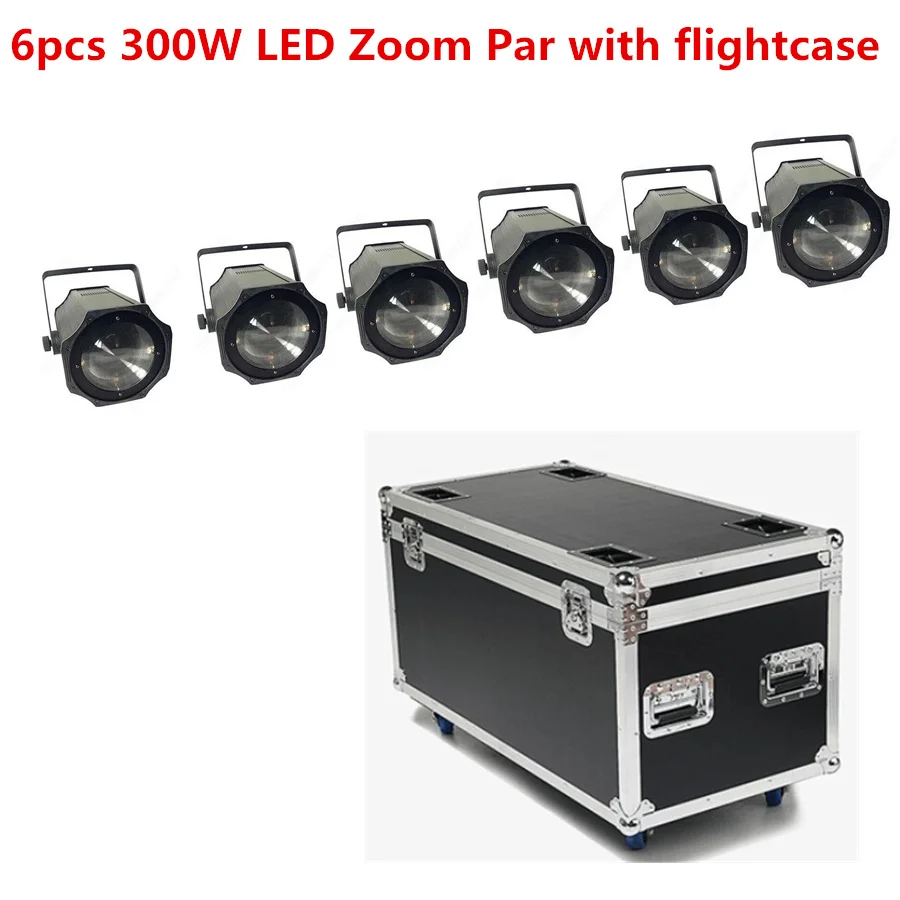 

6X LED Zoom 300W COB LED Par Light with flightcase 5-50 Degree 3200K Warm White White/ RGBW 4in1 Stage Disco Light led Par 64