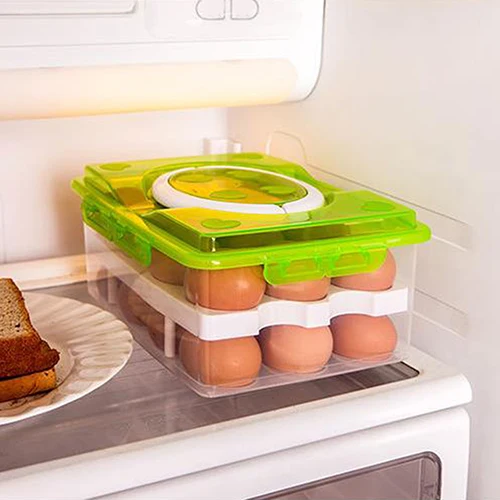 

Double Layers 24 Grids Eggs Holder Box Airtight Container Plastic Storage Case