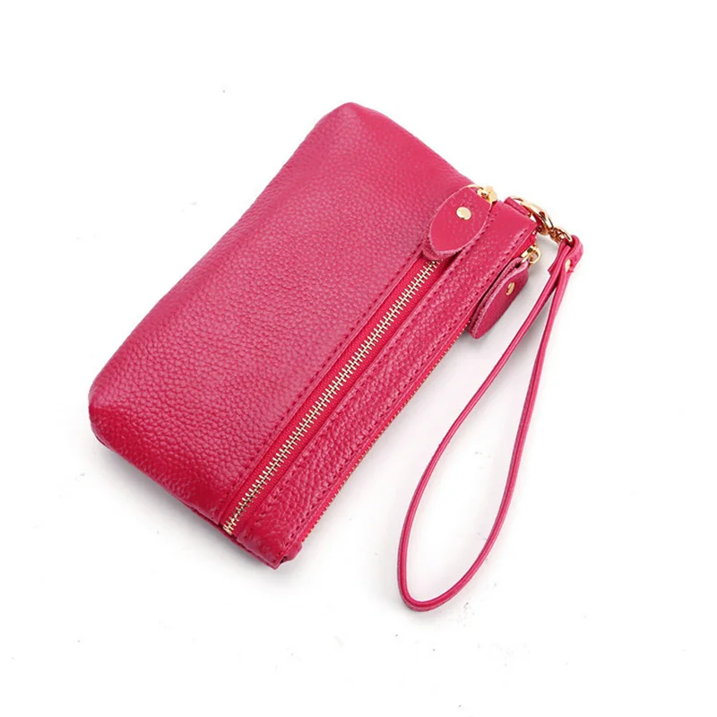 Кошелек из натуральной кожи для женщин Дамский клатч на молнии с