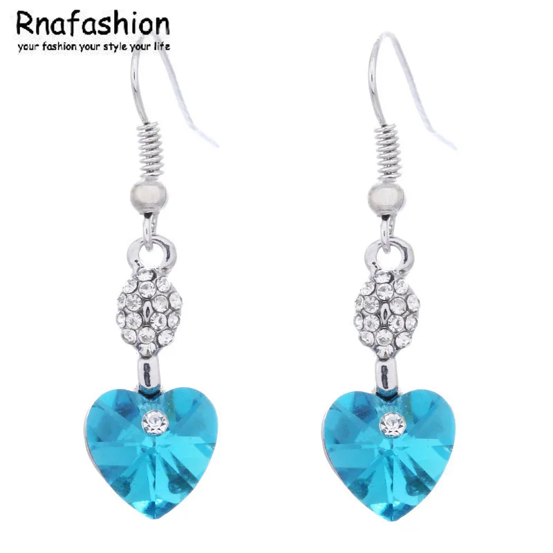 

Peach heart water crystal earrings eardrop, elegant accessories wholesale 012 girls