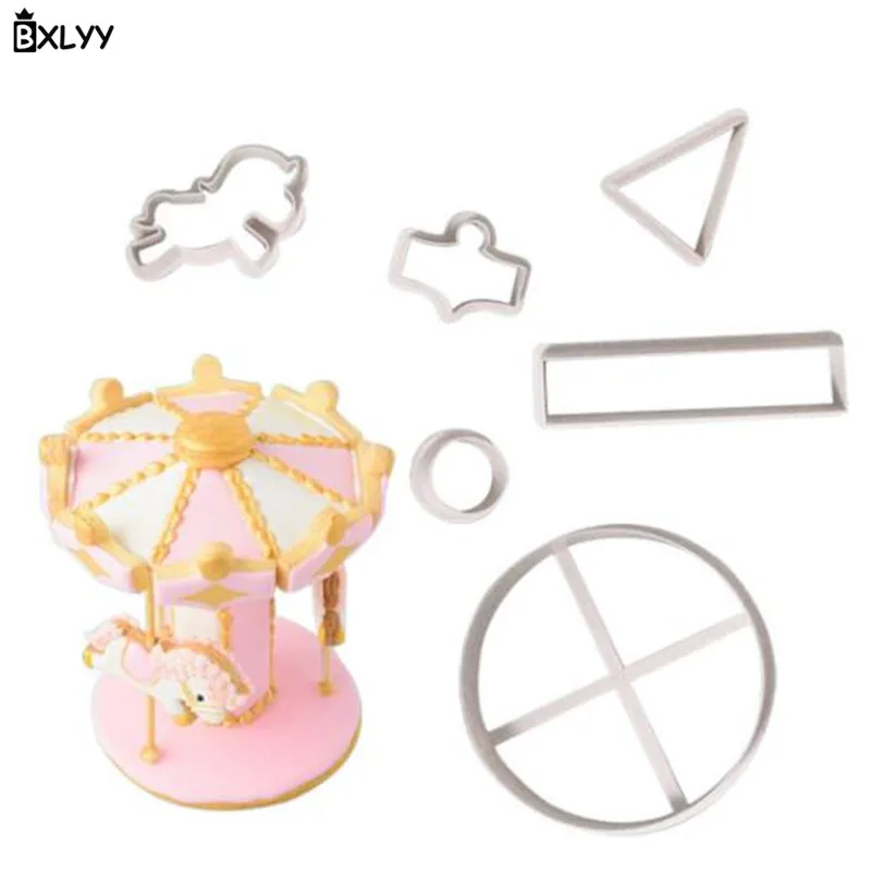 

BXLYY 6pc/set Ferris Wheel Shaped Biscuits Cut Mold Clay Clay Chocolate Mold DIY Cake Decoration Tools Baby Shower Wedding.7z