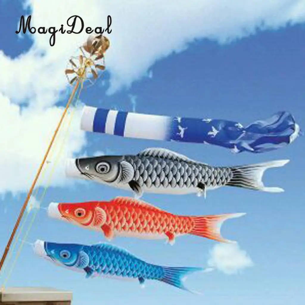 MagiDeal 5pcs/Lot Mixed Color Japanese Carp Windsock Streamer Fish Flag Kite Koinobori Party Decor 40cm/55cm/70cm/100cm/150cm