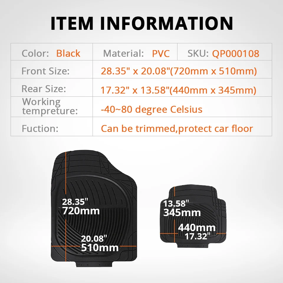 Partol Универсальный ПВХ автомобильные коврики Водонепроницаемый Гибкая прочная