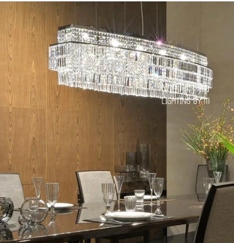 Большая овальная Хрустальная светодиодная люстра декоративный светильник для