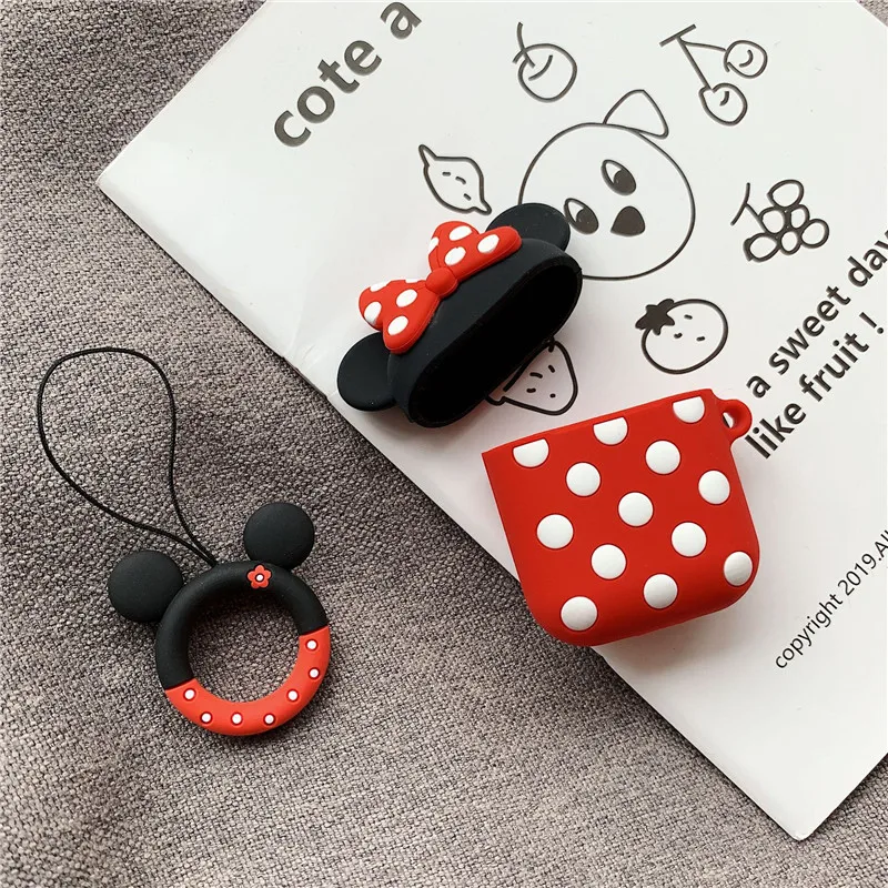 Чехлы для наушников, чехол, аксессуары для airpods, защитный чехол, сумка, анти-потеря, ремешок, милый мультфильм, сделай сам, силиконовый, Микки, Минни