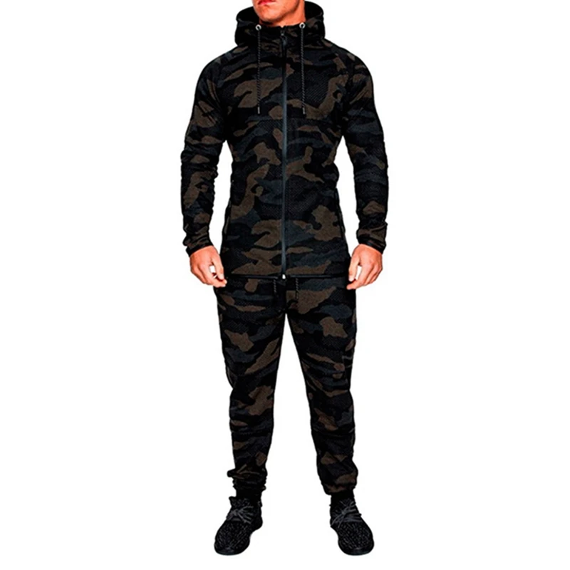 Camo Green 2 LAAMEI, камуфляжные куртки, набор, мужская спортивная одежда с камуфляжным принтом, мужской спортивный костюм, топ, штаны, костюмы, худи, пальто, брюки, Осень-зима - Цвет: Camo Green 2