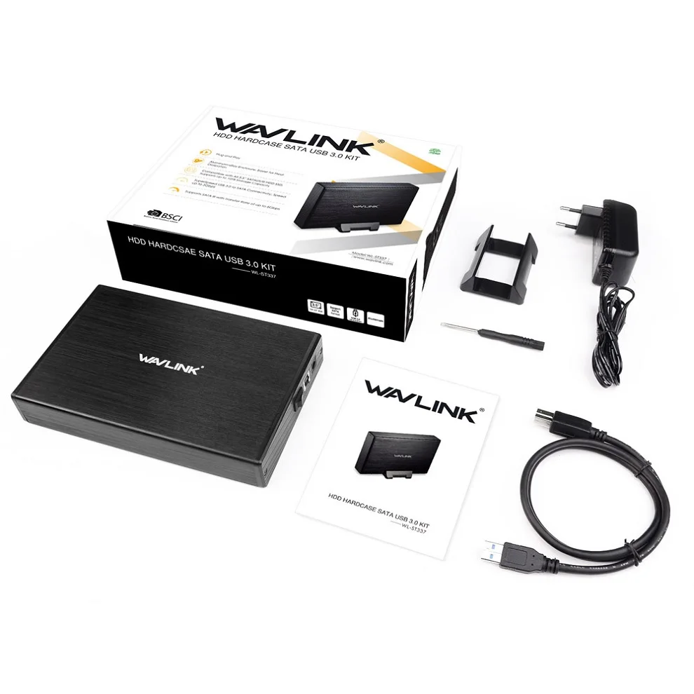 EU plug Wavlink 3,5 дюймов SATA к USB 3,0 внешний корпус жесткого диска SATA HDD SSD док-станция UASP протокол 10 ТБ 12 V/2A мощность - Цвет: EU plug
