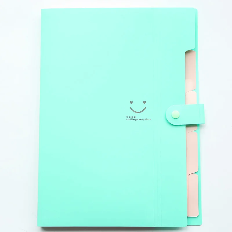 Новые 4 цвета Kawaii Smile водонепроницаемые офисные пластиковые папки Мульти карманный органайзер А4 Расширение файлов папка для документов