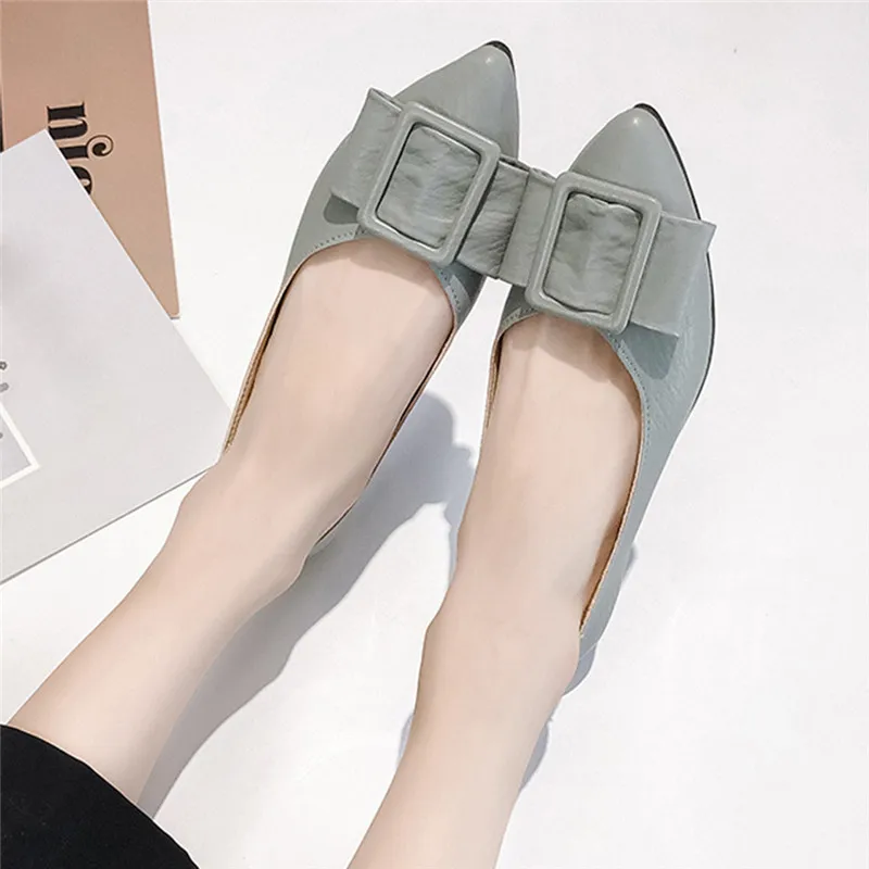 Туфли женские модные повседневные однотонные заостренный носок плоская подошва