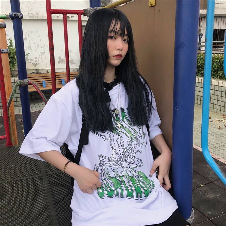 Harajuku уличная хип-хоп Женская Повседневная футболка с геометрическим принтом