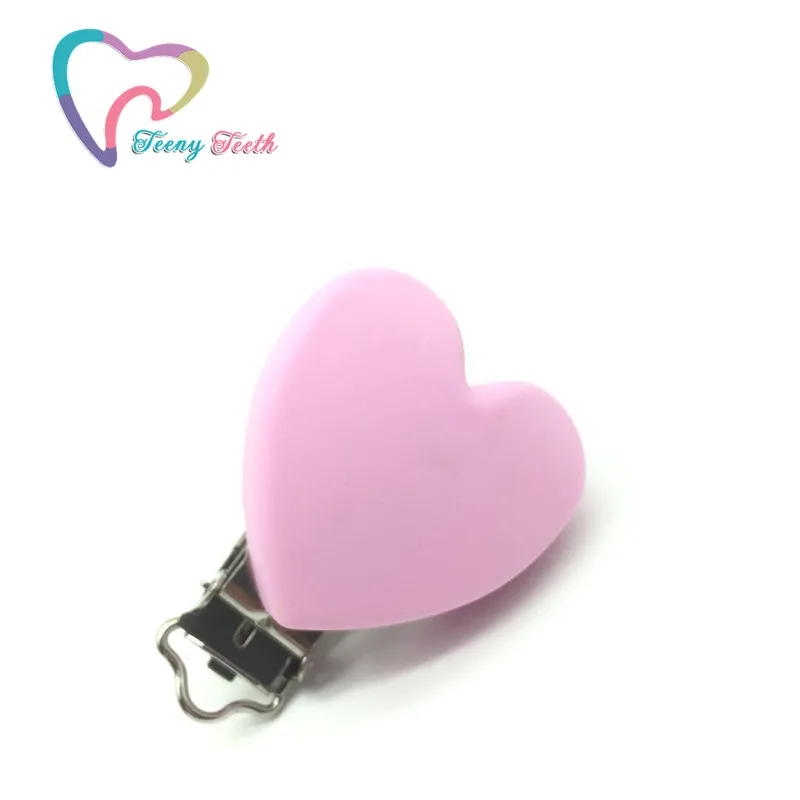 TeenyTeeth 1PC Mint Heart Love Shaped Pacifier Clip Silicone Baby Teether teething Accessories Non-toxic Nipple Clasps DIY | Украшения и