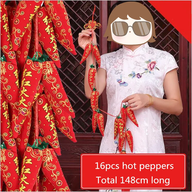 Традиционный китайский узел декоративный подвесной красный перец для комнаты и двери, украшение на фестиваль.