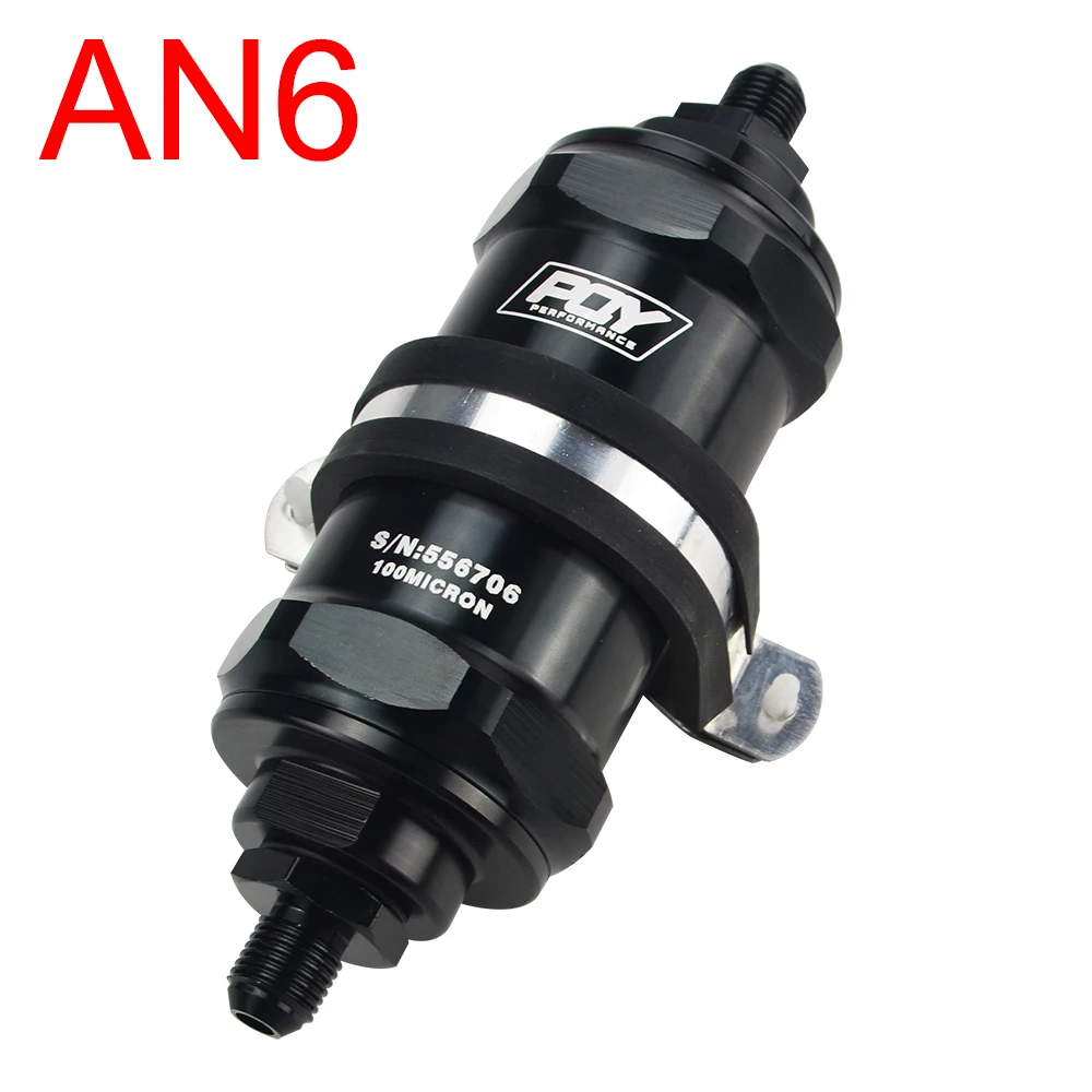 AN6 FITTING LZONE-PQY черный AN6/AN8/AN10 встроенный топливный фильтр E85 этанол с 100 микрон элемент из нержавеющей стали и наклейка на PQY - Цвет: AN6 FITTING