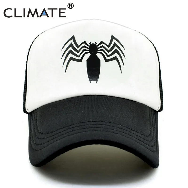 White Spider Климат черный Веном паук Дальнобойщик Кепка s шляпа Новая мужская черная Человек-паук хип-хоп крутая сетчатая Кепка s летняя Приморская Кепка шляпа для мужчин Молодежная - Цвет: White Spider
