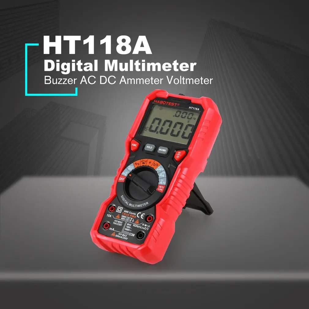 Цифровой мультиметр HT118A HT118C HT118D Подсветка Зуммер AC DC Амперметр Вольтметр Ом измеритель температуры хранение данных батарея тест
