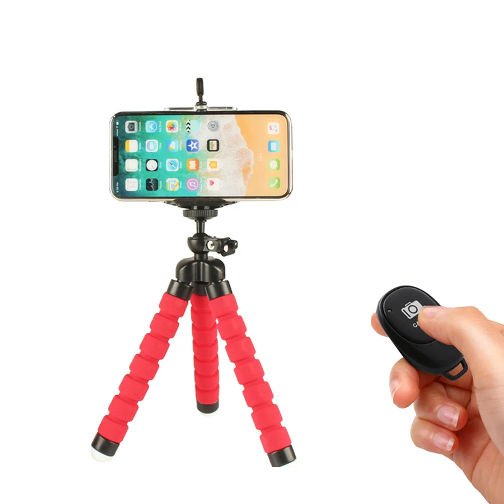 Red and Bluetooth Мини Гибкий штатив Осьминог легкий Настольный держатель с зажимом для телефона для samsung Galaxy A10 A20 A30 A50 A60 A70 S10 E Note 10 - Цвет: Red and Bluetooth