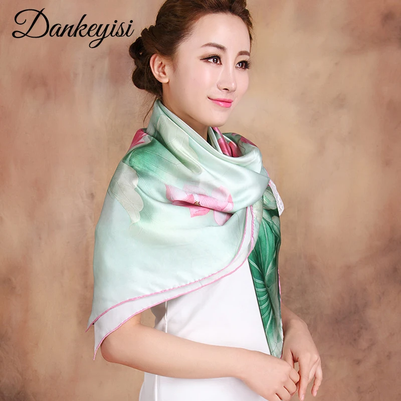 DANKEYISI женский шарф хиджаб повязка на голову из чистого шелка Пляжная накидка