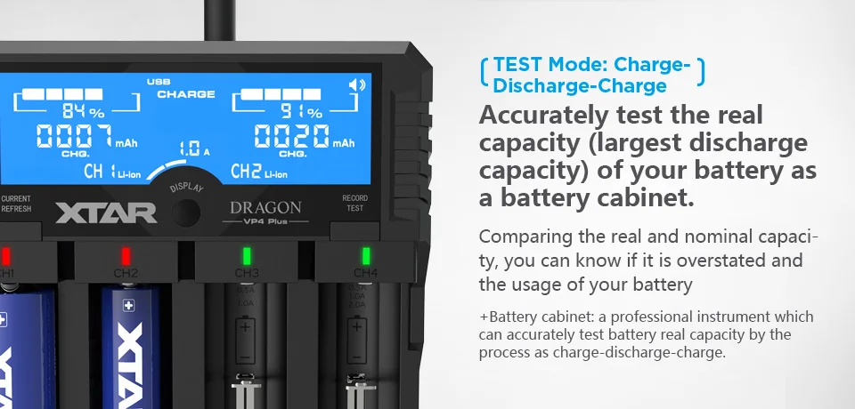 XTAR DRAGON VP4 PLUS смарт-зарядное устройство набор быстрой зарядки Cargador 18650 зарядное устройство VS XTAR VP4C USB зарядное устройство Новинка