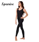 Speerise женские спандекс Танк комбинезон без рукавов черный гимнастики трико, гимнастическое боди, комбинезон балетный танцевальный сценический костюм