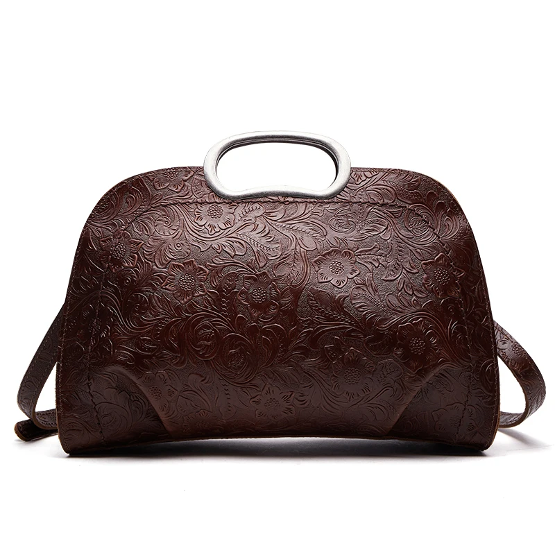 Сумка через плечо из натуральной кожи винтажная с тиснением 100% натуральная