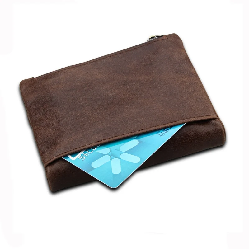 Мужской кошелек из 100% натуральной кожи с Rfid защитой маленький мужской на молнии