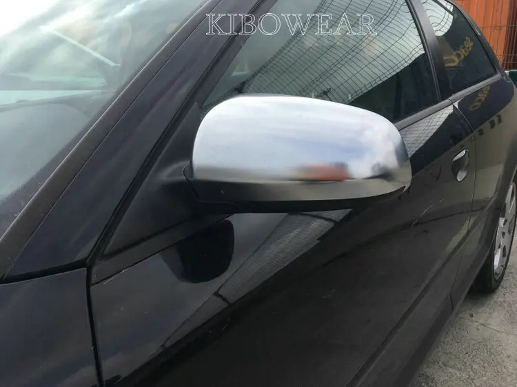 Kibowear для Audi A3 S3 8P A4 B7 B6 A6 S6 4F C6 боковое зеркало крышки Чехлы S3 S4 S6 A3 Sportback серебристый матовый хром 2002 2004 2008