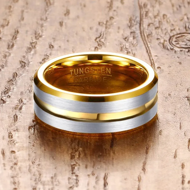 ZORCVENS 2021 New Gold-Color 8mm Tungsten Rings for Men | Украшения и аксессуары
