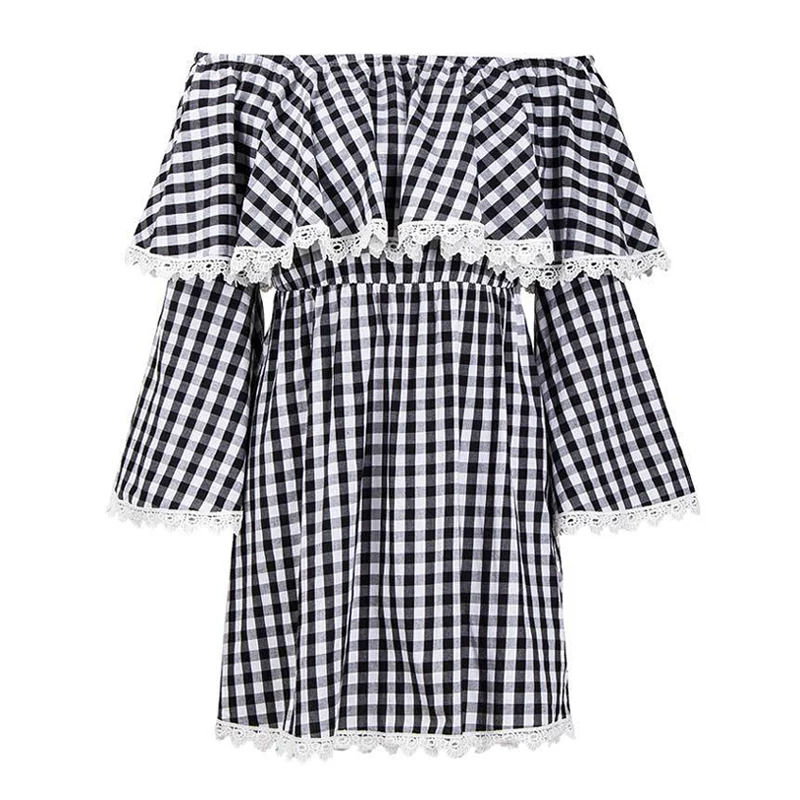AIMENUNU Off shoulder ruffle сетки сексуальное платье женские расклешенные Длинные рукава