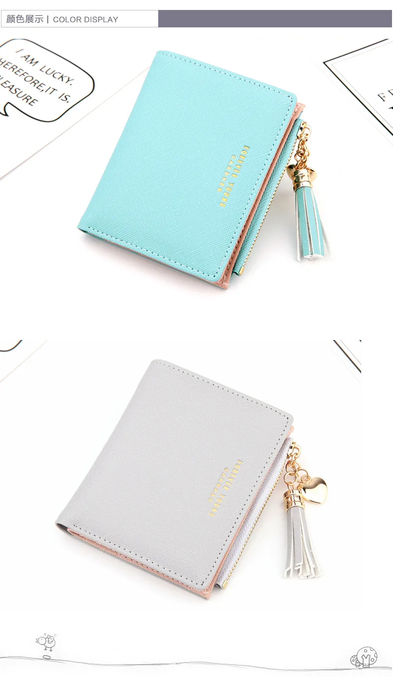 Women Wallet Lovely Short Paragraph Zipper Hasp Purse Small Clutch Fashion Buckle PU Female Wallets Card Holder Coin Storage Bag