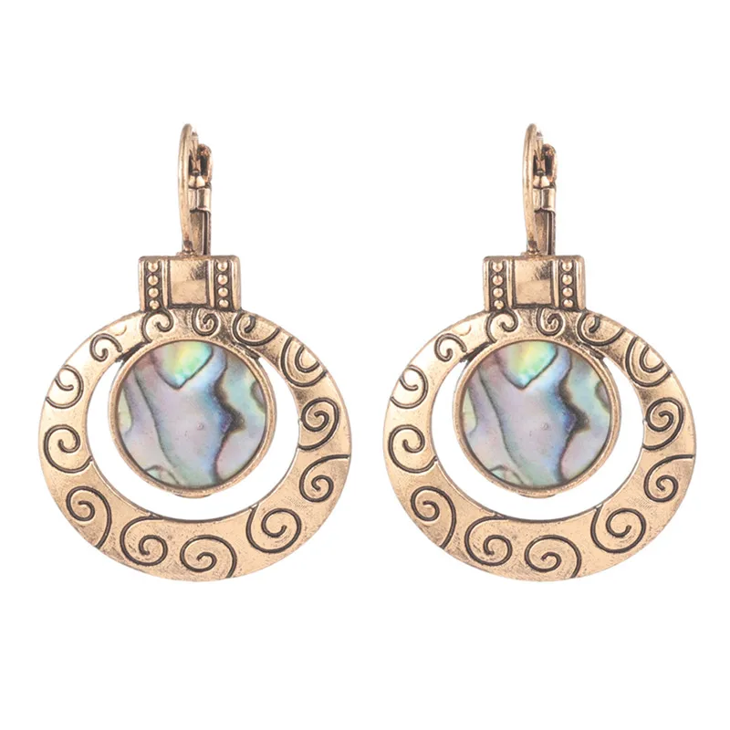E021902 Fashion Vintage Bohemia Black Hollow Water droplets Round Circle arrow triangle Tassel Women's earrings Charm Ethnic jewelry - Окраска металла: E021902