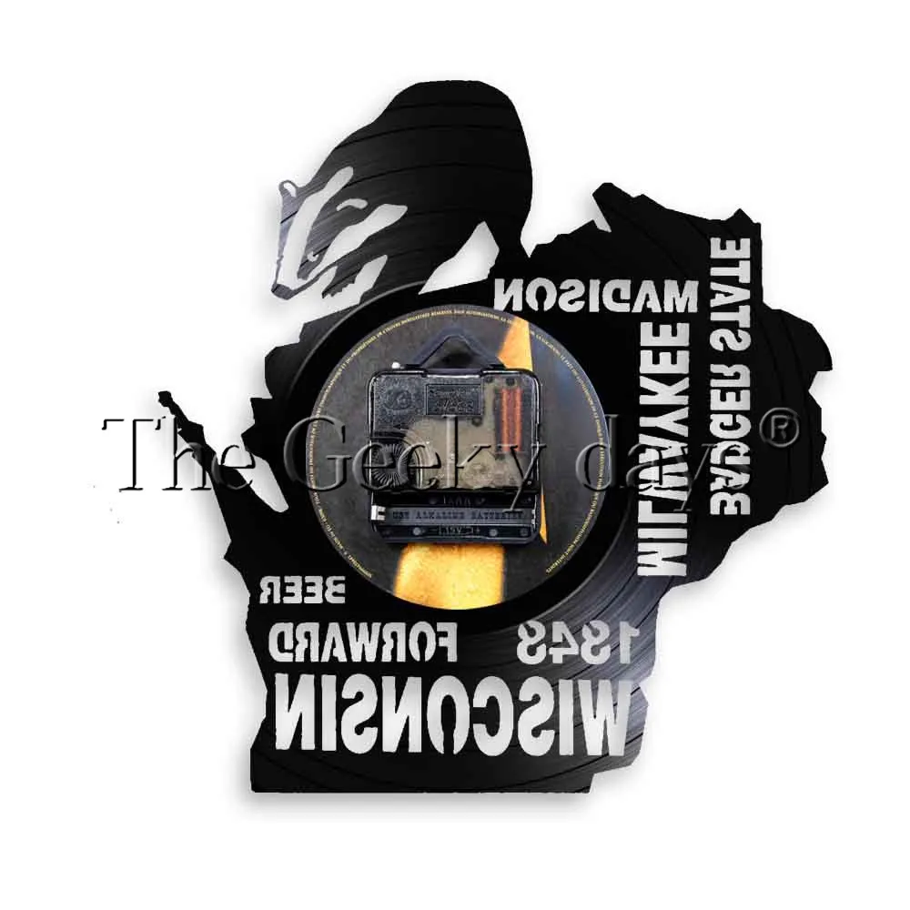 Стеновые часы с изобрасветодиодный барсука Milwaykee Мэдисон пиво виниловая запись