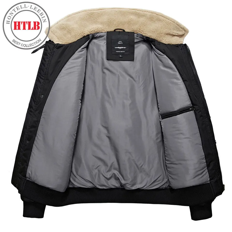 HTLB Winter Warm Jacket Parkas Men Brand Autumn Windproof Thick Fleece Fur Collar Warm Bio Down Parka Men Short Coat Male
