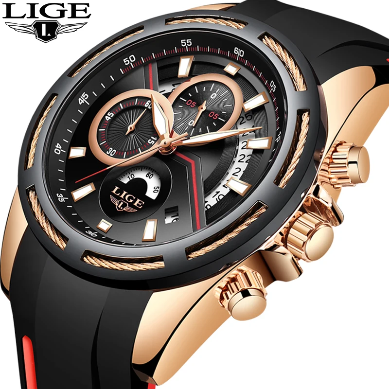 Relogio Masculino 2019 LIGE мужские часы силиконовый ремешок Топ бренд класса люкс