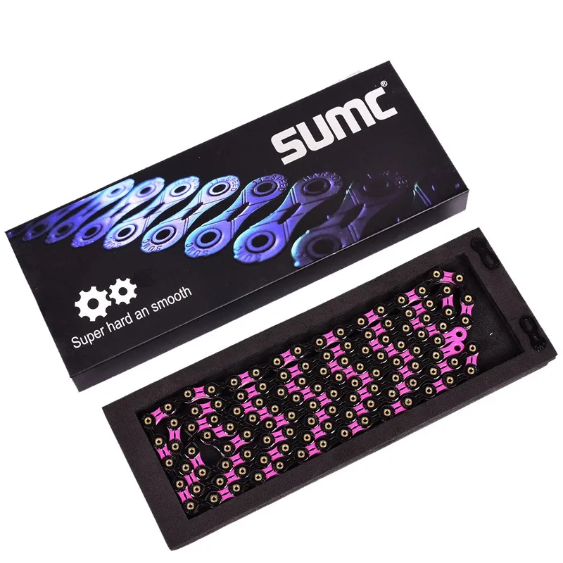 SUMC SX11SL велосипедные цепи 116L 11 цепь для скоростного велосипеда с MissingLink для Mountain/стержень запчасти для велосипеда оригинальной коробке - Цвет: 11SL black pink