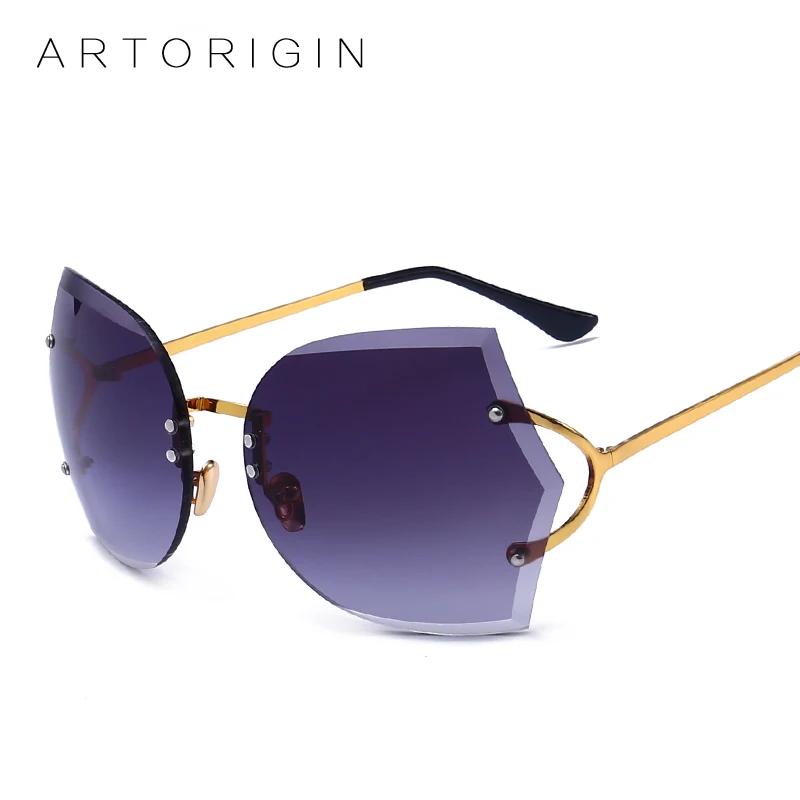 Брендовые солнцезащитные очки ARTORIGIN женские летние большие без оправы темные с
