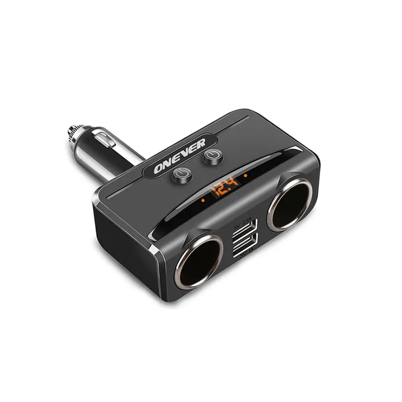 black ONEVER 1-2 Авто-прикуриватели муфта Splitter розетка с Dual USB 3.1a автомобиля Зарядное устройство адаптер с Поддержка быстро Зарядное устройство легче - Название цвета: black