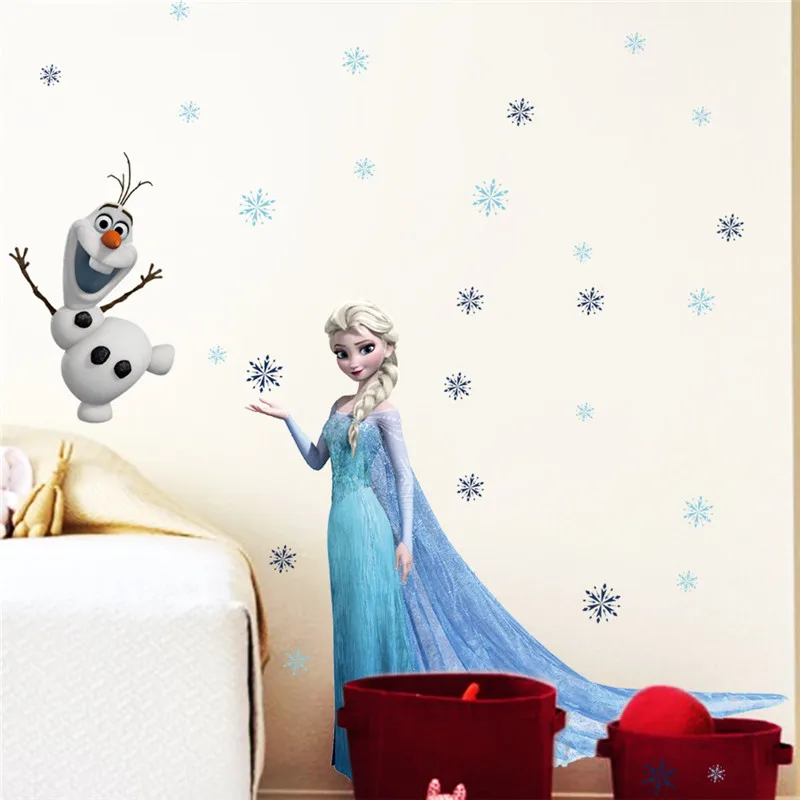 Наклейки на стену Frozen Elsa and Anna cartoonreine des neige 3D окна детский сад детская комната