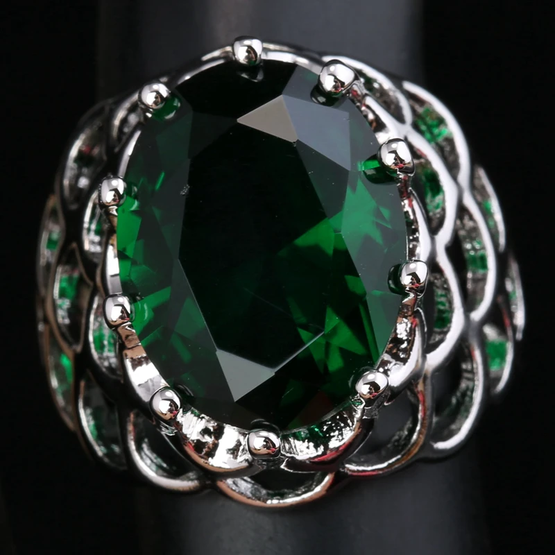 

Simple Green Zircon White Gems Silver Plated Argent Jewelrys Solitaire Ring US# Size 6 / 7 / 8 / 9 S1743