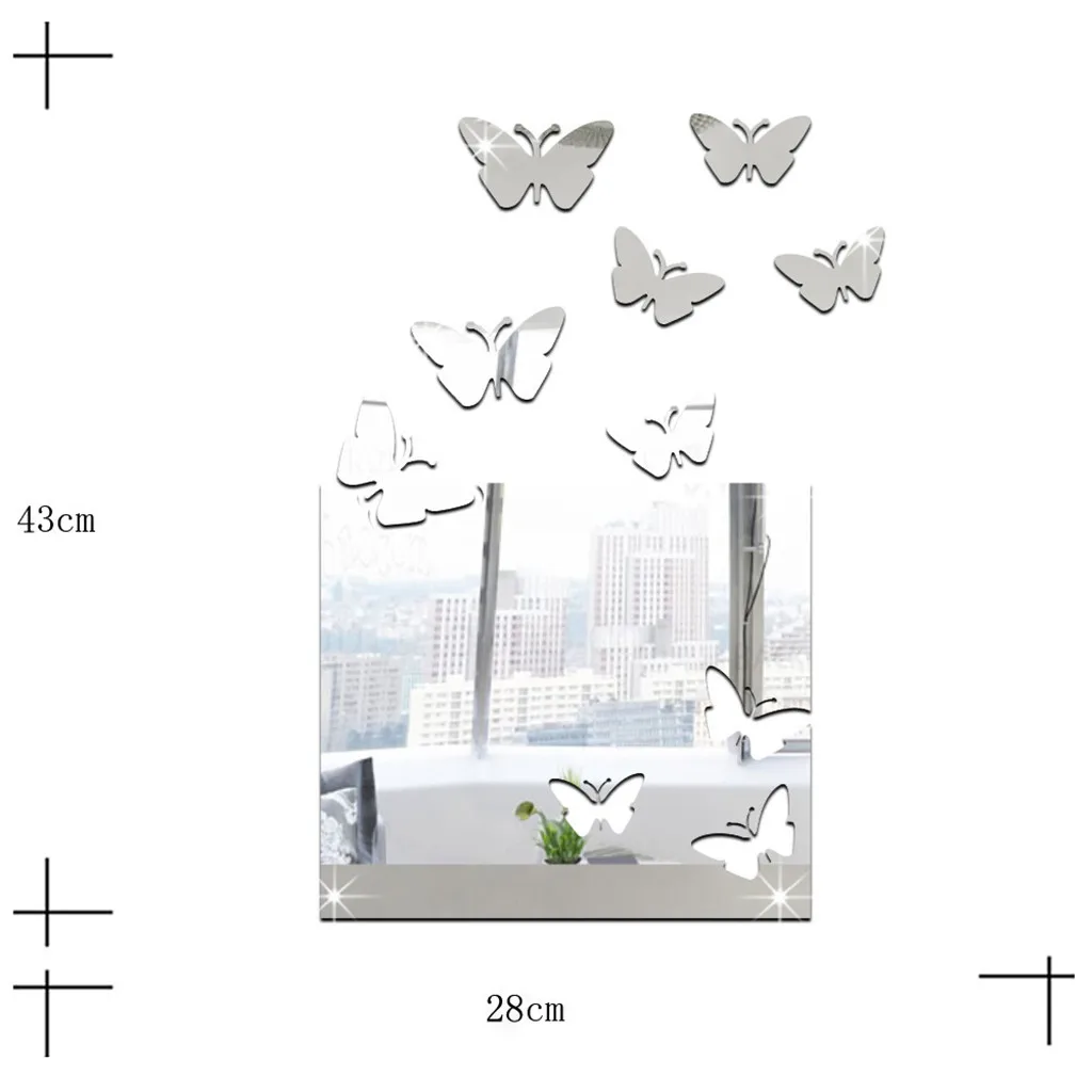 Акриловая 3D бабочка комбинация зеркальный эффект Наклейка на стену домашний